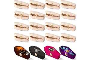 Kigley 20-Pack Wooden Coffin Boxes for Halloween Decorations | Unfinished Coffin Ring...
