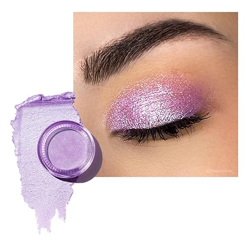 Oulac Sombra de ojos en crema con purpurina morada también como resaltador, gran capacidad con fórmula suave hidratante. Maquillaje de ojos