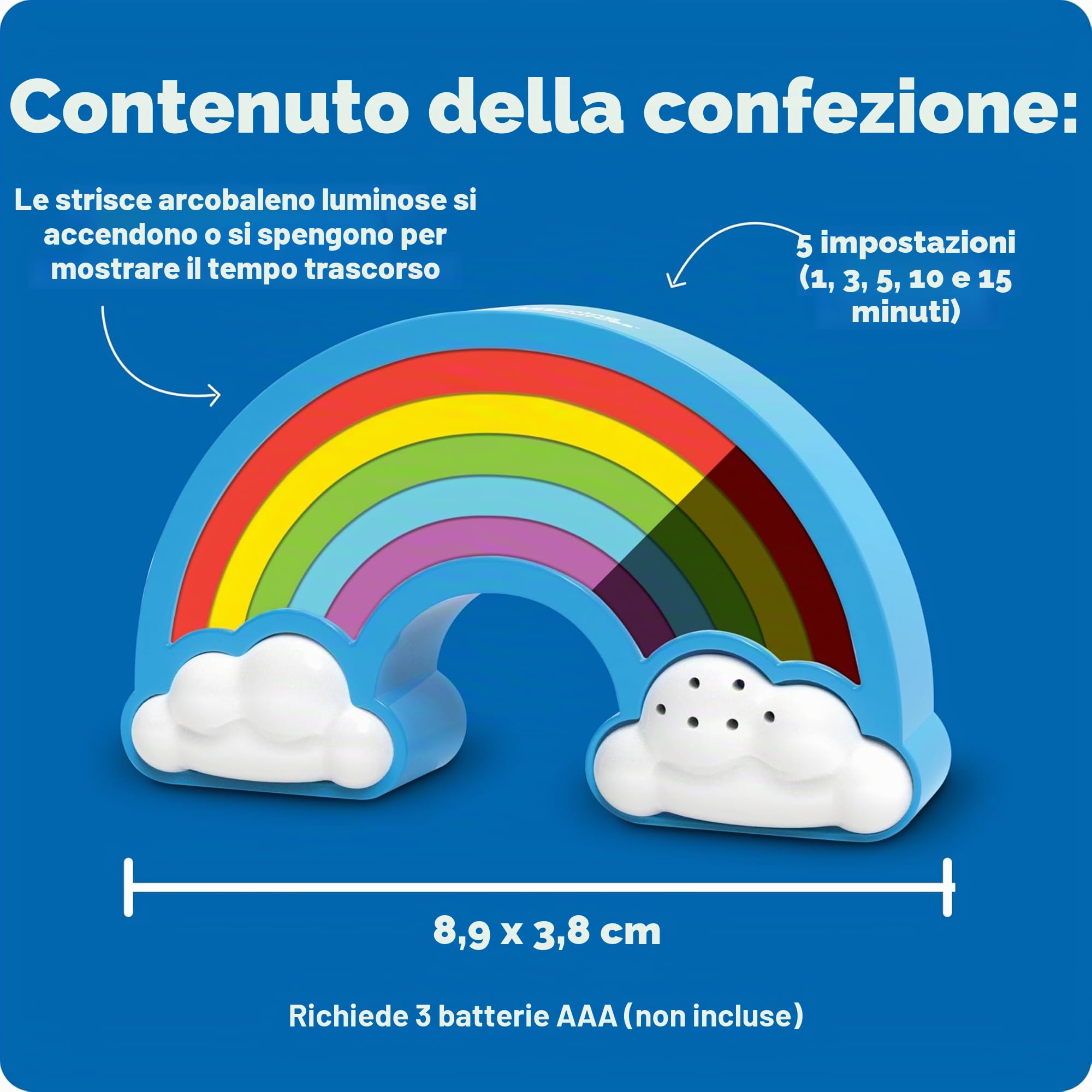 Learning Resources Timer Visivo Arcobaleno per Bambini, Dai 3 Anni, Timer per Classe e Casa, Supporto Sensoriale per Transizioni, 5 Impostazioni di Tempo