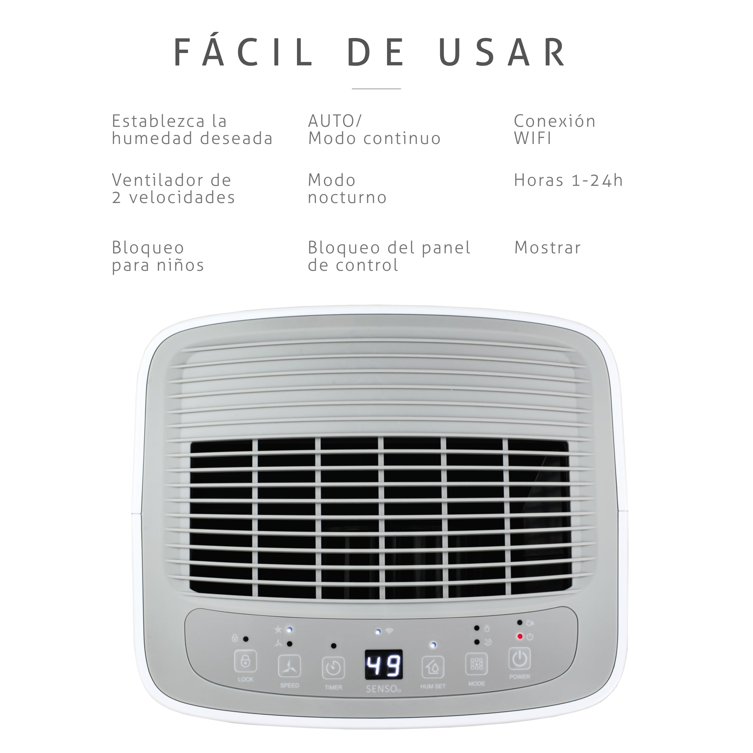 Deshumidificador y Purificador de Aire Turbionaire Senso 13 WiFi, 13L/Día, Filtro HEPA + Carbón Activo, Silencioso, Depósito extraíble 2L,Modo Secado de Ropa y Auto Antihumedad, Cobertura de 35m²