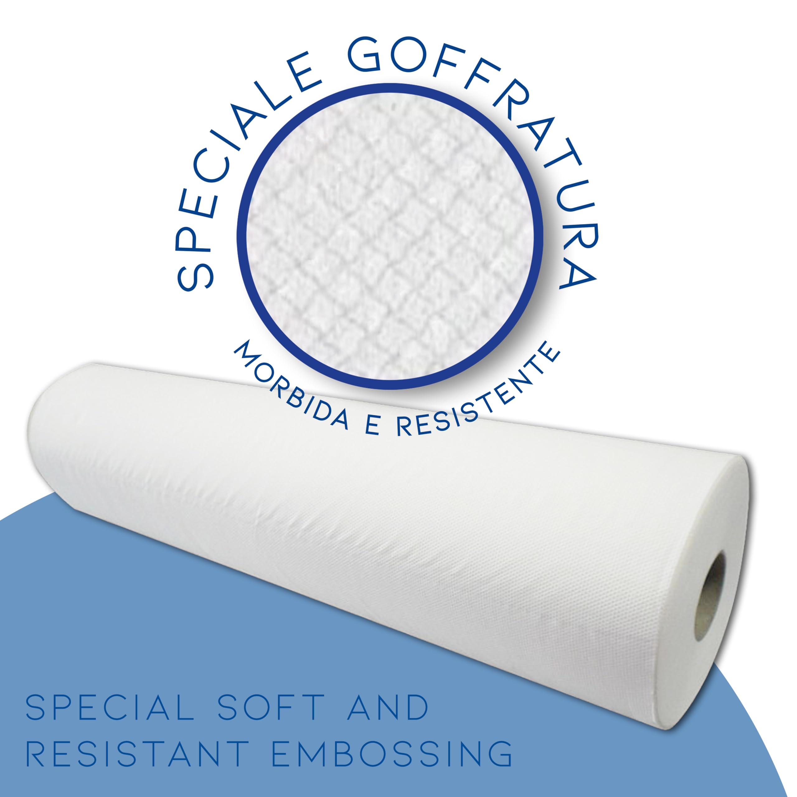 Lage Lot 6 Rouleaux Papier Drap Examen Protection pour Lit Médical, Esthétique, Massage, 100% Cellulose Double Épaisseur, Hygiénique, Hypoallergénique, Prédécoupé Jetable 60 cm x 50 mètres (6 pièces)
