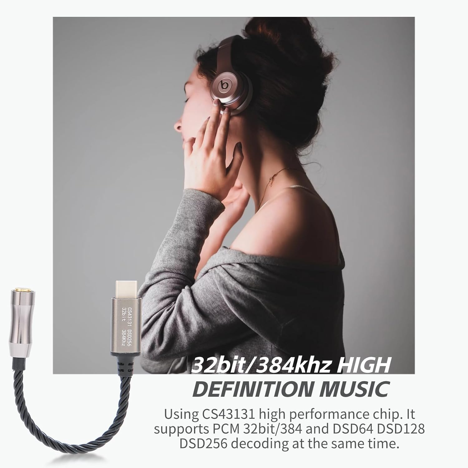 Cuifati Type C to 3.5mm Headphone Amplifier Adapter, High Performance Chip, Can Be Connected to Your for Android Phone Via USB‑c. Connect Your Pc, Laptop Directly or Via a USB Adapter(Black)