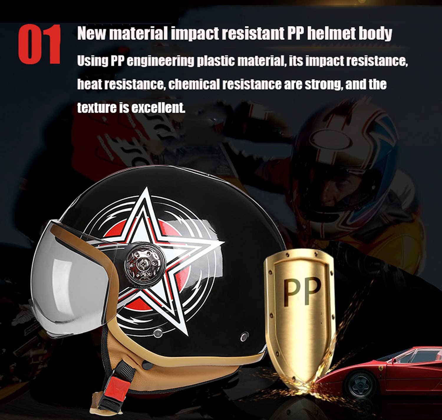 Motorhelm 3/4 Open Helm Met Winddichte Bril En Zonneklep ECE DOT Goedgekeurde Halve Motorhelm Voor Volwassen Mannen Vrouwen Elektrische Scooter C,XL