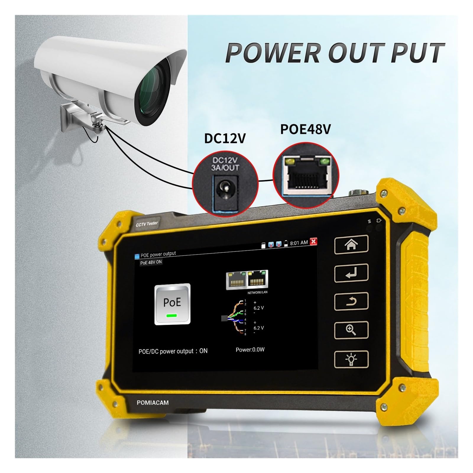 Tester CCTV, Profesjonalny Tester IPC-52RC Plus Tester CCTV 5 Cali 6 W 1 Pełny 8MP IP CVI TVI AHD SDI Analogowy Z Wejściem Kabla Tracer 4k,Lekki