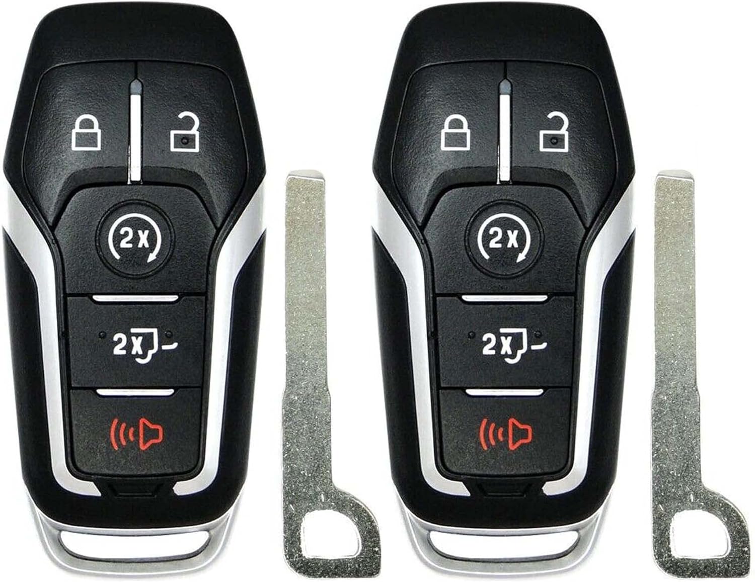 2X New Replacement Proximity Key Fob Shell / CASE Compatible with & Fit for 2015 2016 2017 Ford F-150 (No Electronics or Chip Inside)