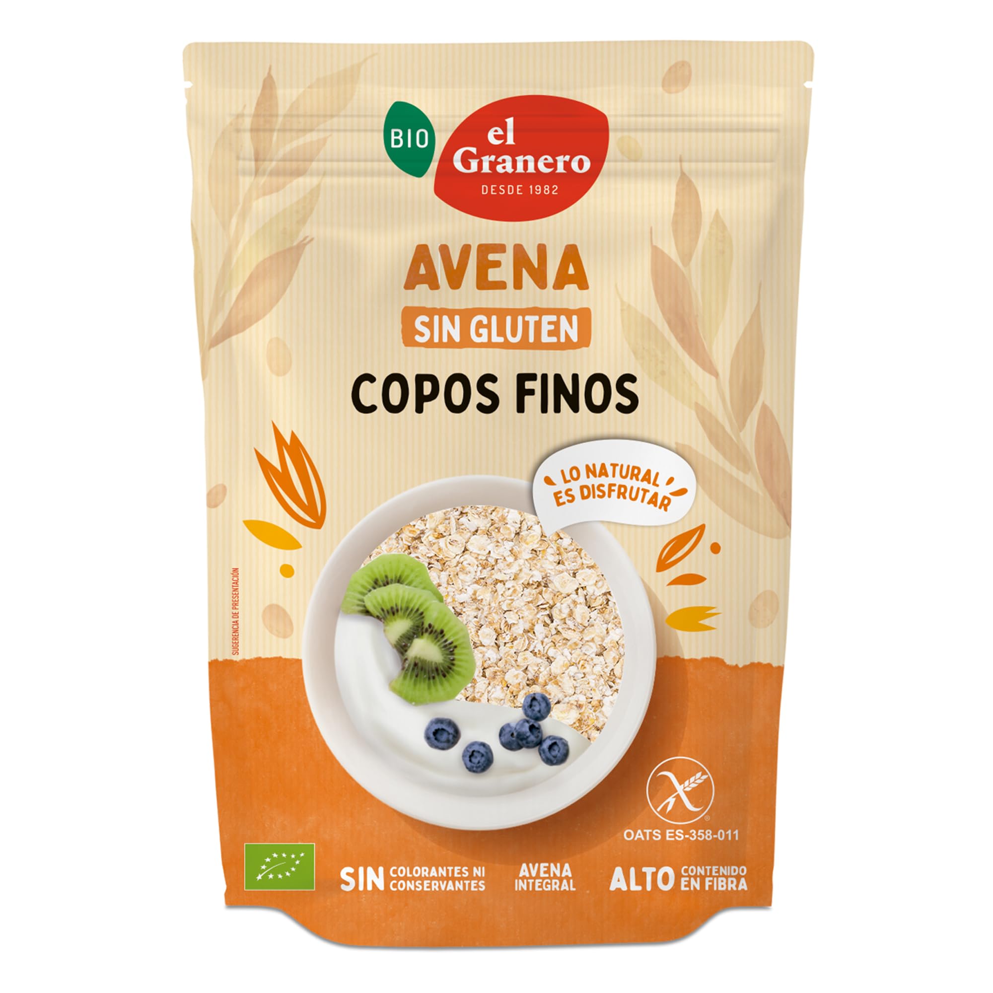 El Granero Integral - Copos Suaves de Avena Integral Ecológica - 500 g - Sin Azúcar Añadido y Sin Gluten - Aptos para Veganos - Alto Contenido en Fibra y Proteínas - Aporta una Dosis Extra de Energía