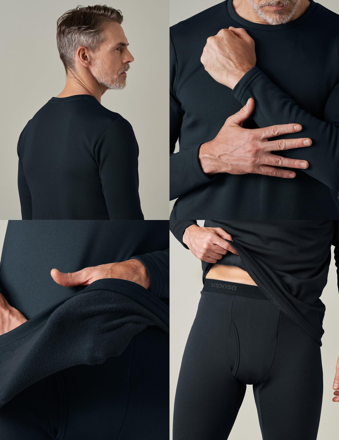 LAPASA Completo Termico Uomo in Pile Calzamaglie Termica & Maglie Termiche Set Sport Invernali Sci Snowboard Sport Running Trekking Caldo/più Caldo/Extra-Caldo М11