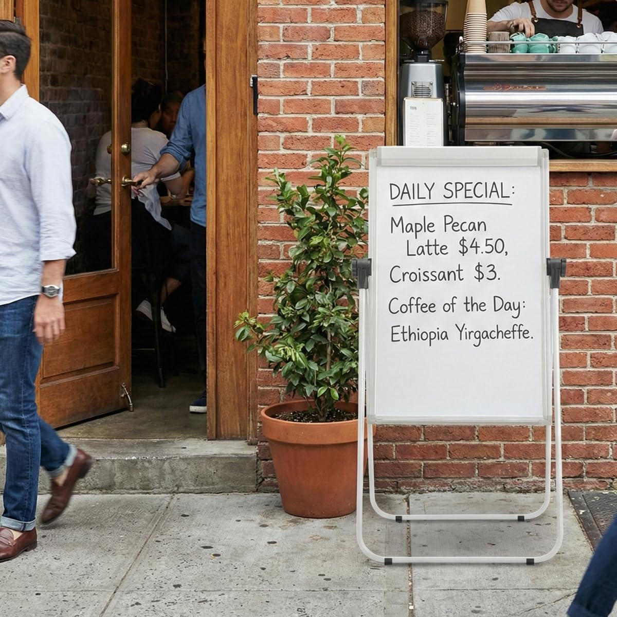 U-Stand Magnetic Whiteboard Easel 36 x 24 Inch, Double Sided Dry Erase Board with Flipchart Paper Pad (25 Sheets)- Height Adjustable Standing Whiteboard for Modern Home Office, Homeschool & Studio