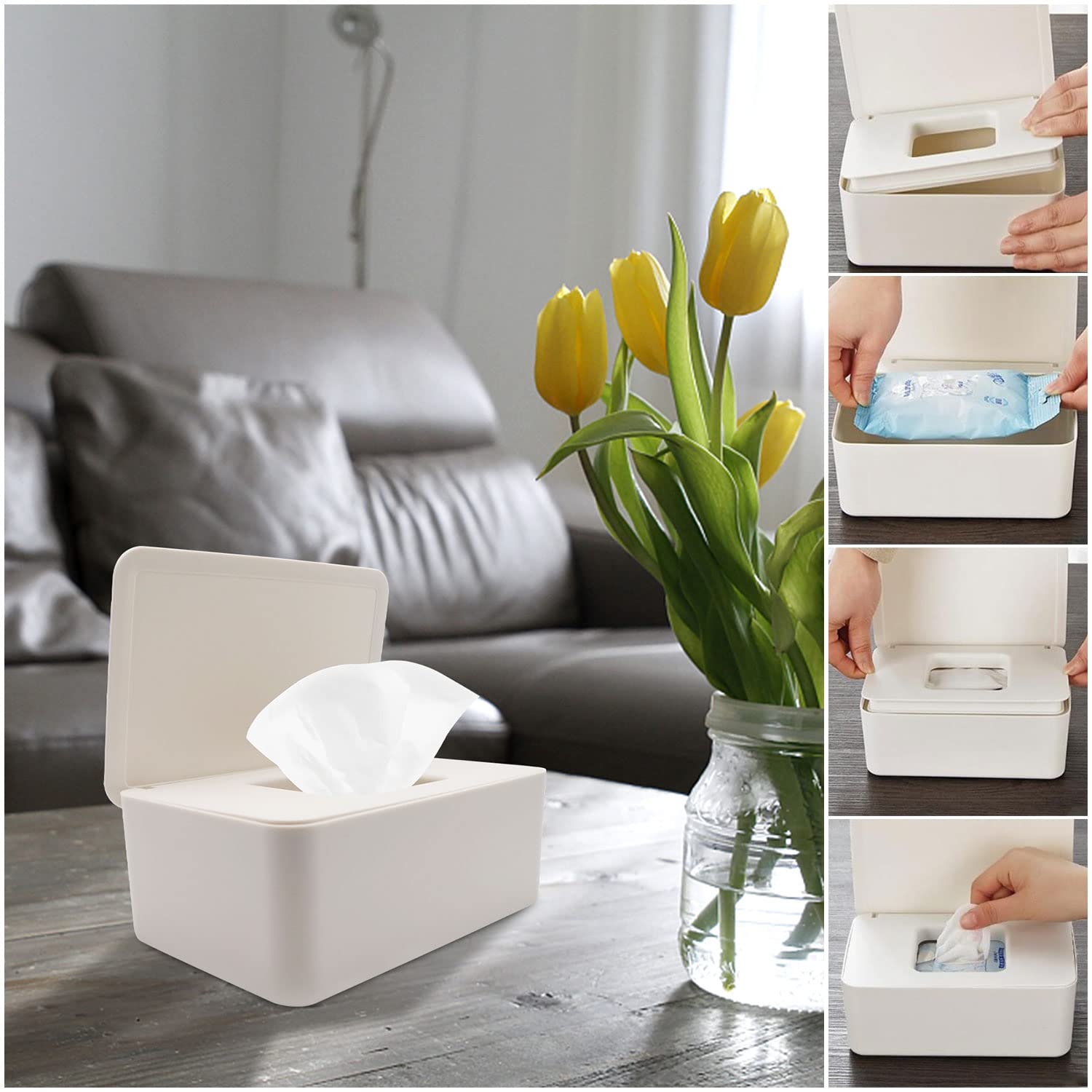 Aohcae Dispensador Toallitas Bebe, Caja Toallitas Humedas Caja Toallitas Bebe Portatoallitas Niño Baby Wipes Dispenser se Puede Usar para Almacenar Toallitas Húmedas Toallas de Papel Máscaras Juguetes