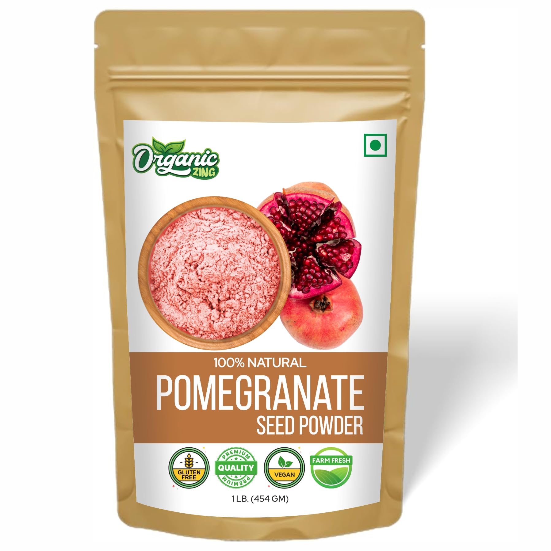 [BRSREGQ6OUCBYE3O] Organic Zing Natural Pomegranate Seed Powder | Plant-Based Superfood | Vegan, Gluten-Free, Farm Fresh | 454g