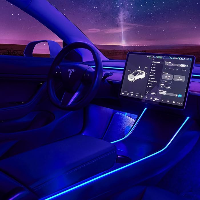 Buy Nestour 20162020 Tesla Model 3 Y Interior Car Neon Lights, (Center