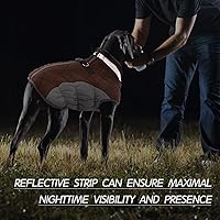 Vista 5 de FUAMEY - Abrigo para perro, chaqueta cálida de invierno, acolchada, de vellón, chaleco reflectante con arnés, chaqueta de nieve impermeable