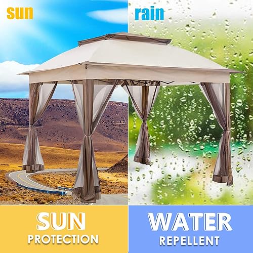 Miniatura 2 de Tienda de campaña desplegable instantánea de 11 x 11 pies con mosquitera + bolsa de transporte al aire libre, carpa de glorieta suave para