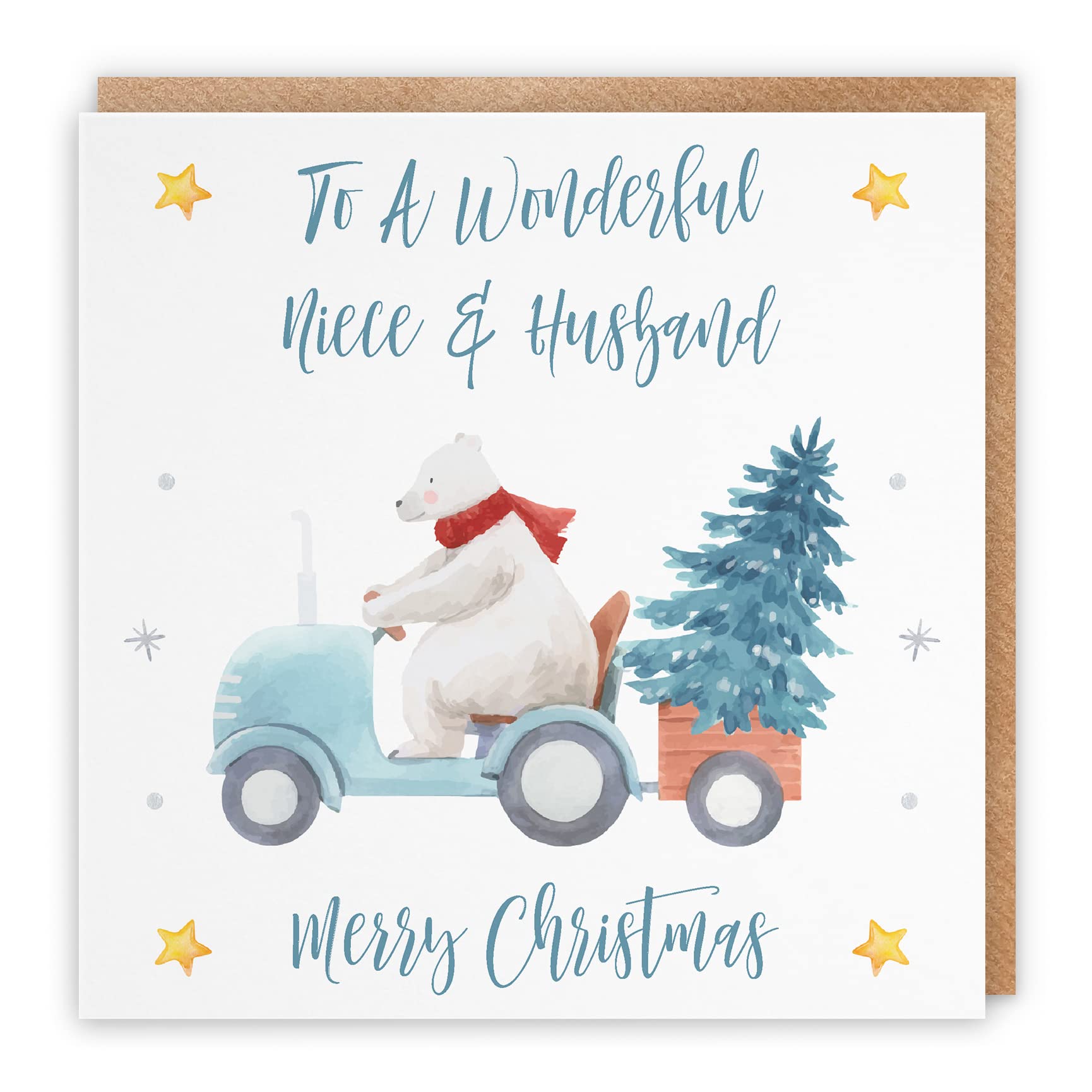Hunts England - Niece And Husband Christmas Card - To A Wonderful Niece & Husband - Merry Christmas - Polar Bear Collection