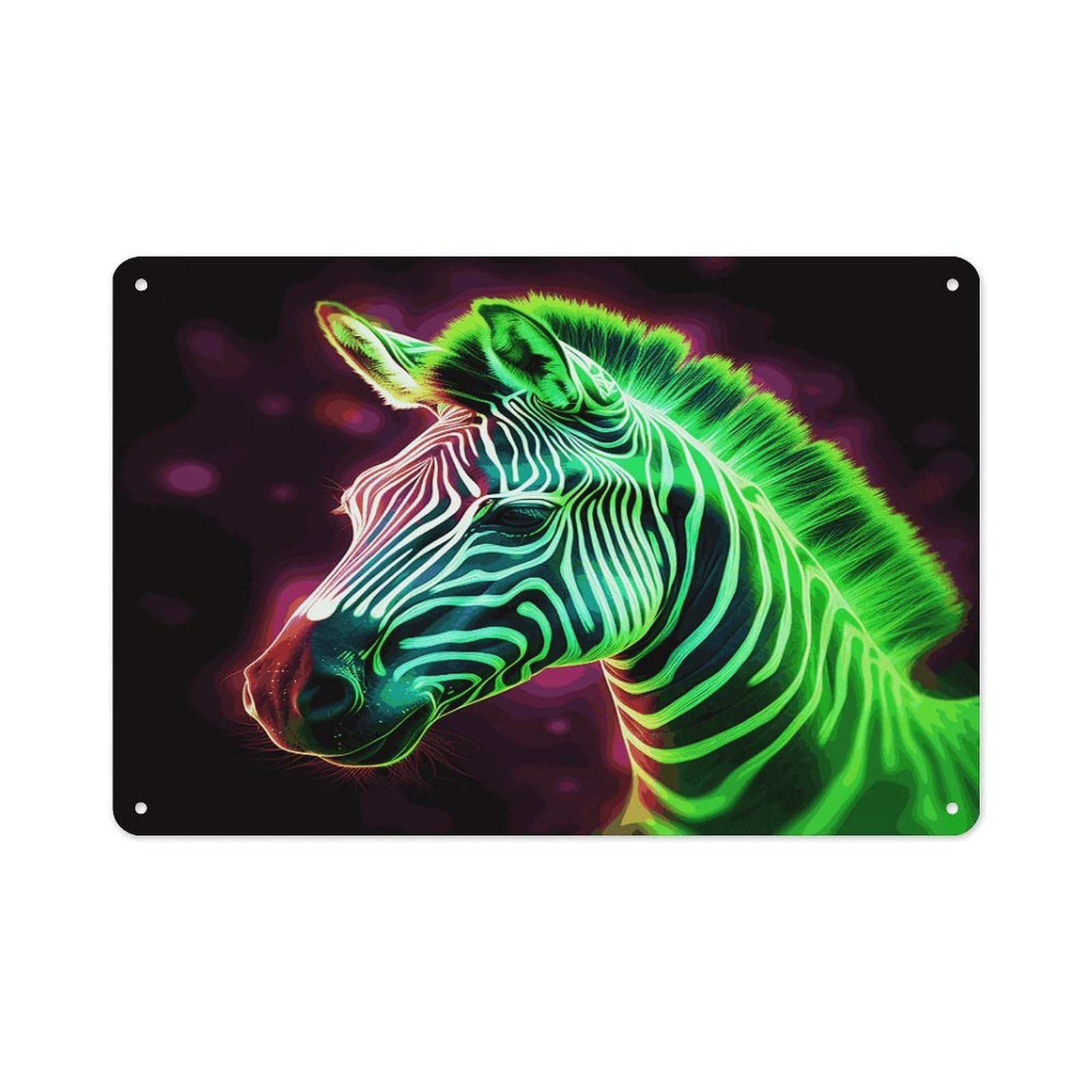 Fekiloot Style Glowing Zebra Wall Decor-Aluminum Painting,Tin Sign For Vintage Decoration,Wall Sign For Bathroom Living Room Kitchen Home Farm Farmhouse 11.8 * 7.9 Inch