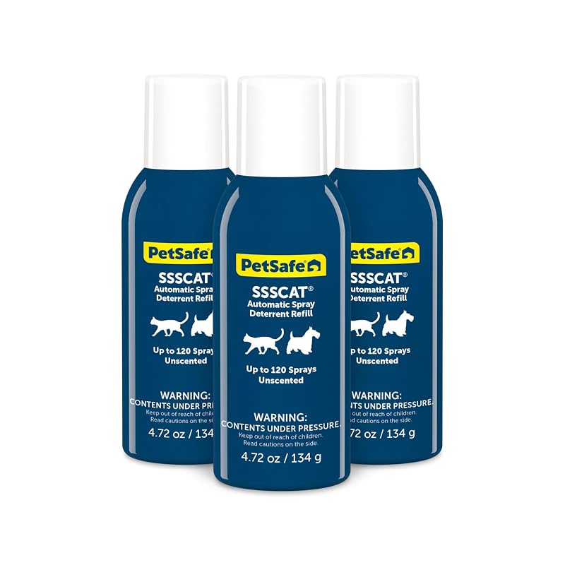 Refil para Repelente em Spray PetSafe SSSCAT, Lata de Alumínio Azul, Pacote com 3