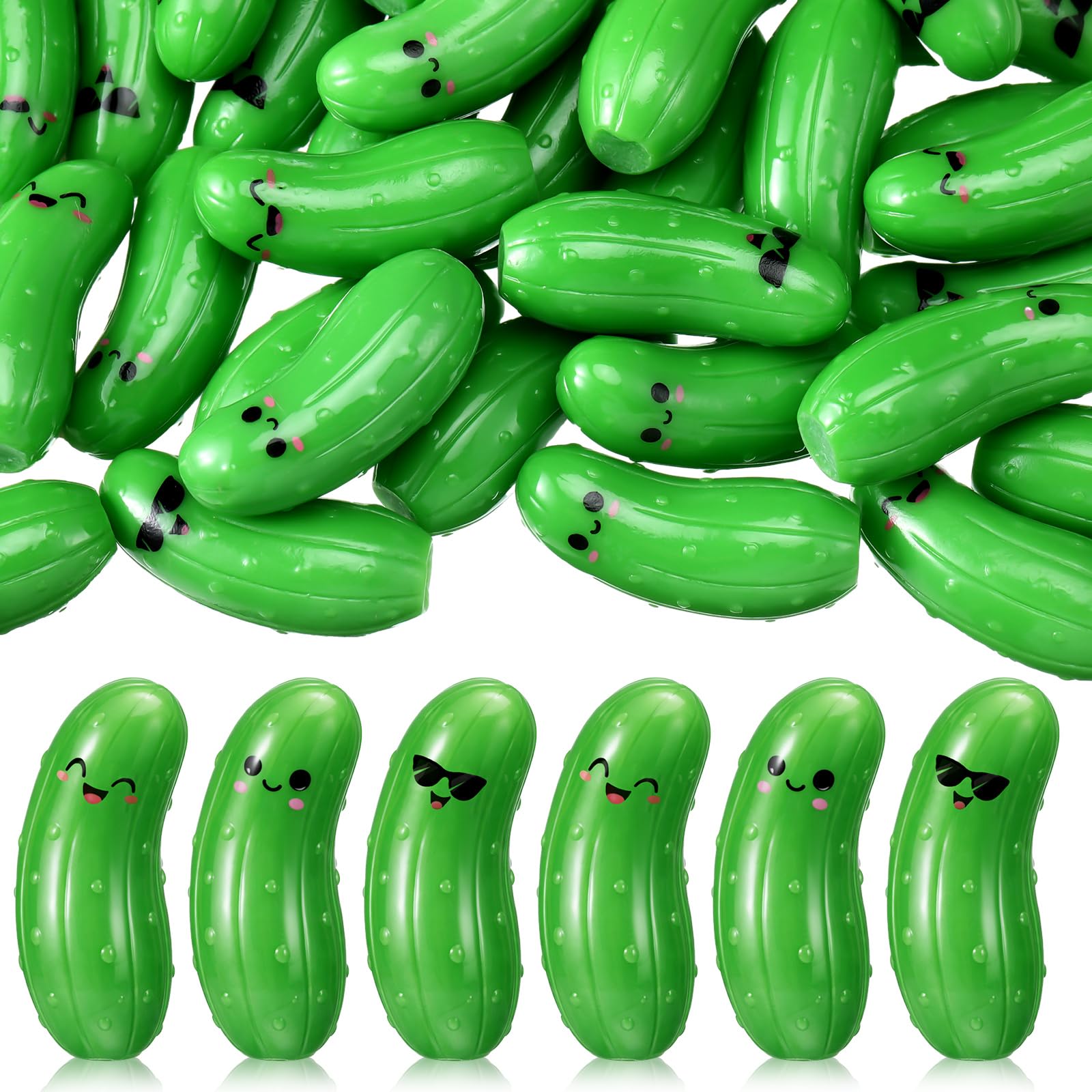 Wesiti 60 Pcs Mini Resin Pickle Figurines Bulk Miniature Artificial Cucumber Tiny Vegetable Food Figures for Food Service Appreciation Gift for Registered Dietitian Coworker Staff