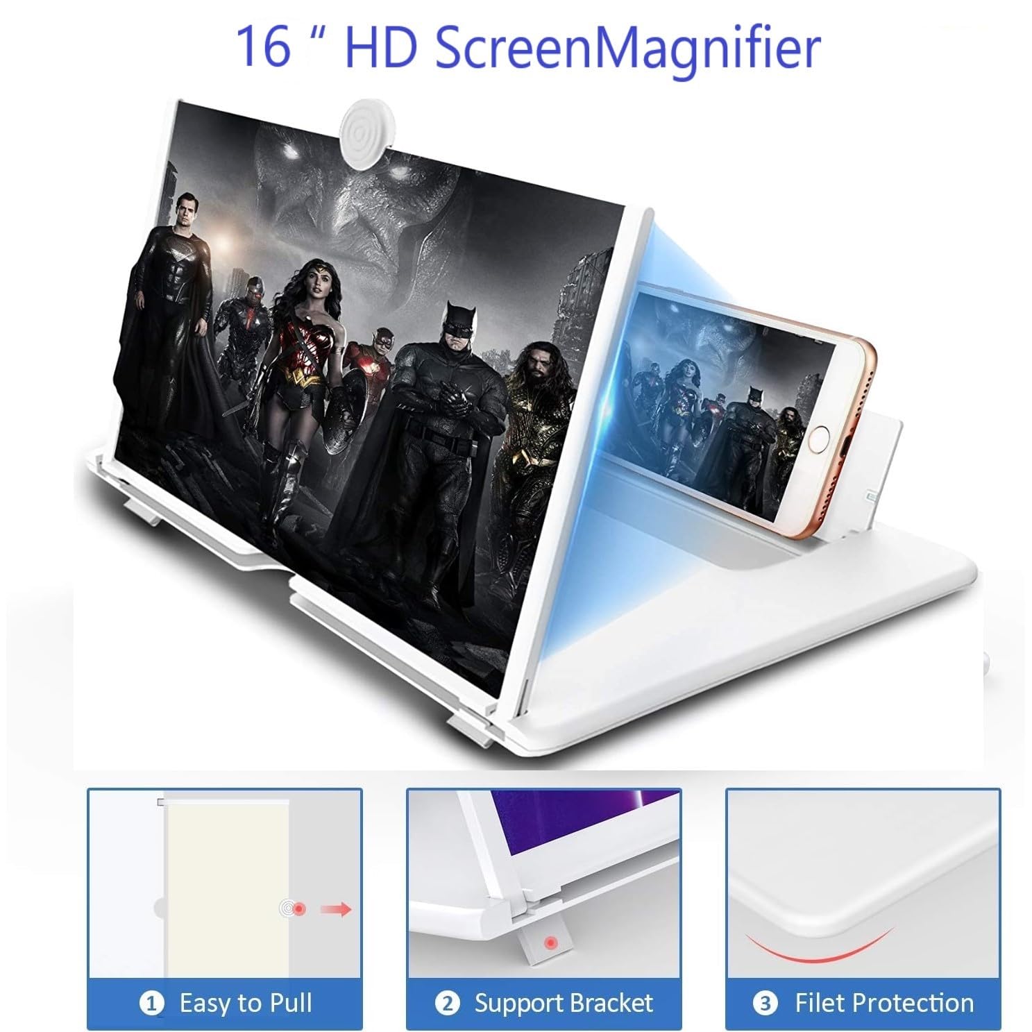 Yongheng 14 pollici Lente di ingrandimento per cellulare da, 3D HD Ingranditore schermo smartphone,anti-Blu-ray,Supporto pieghevole portatile,compatibile tutti i telefoni intelligenti