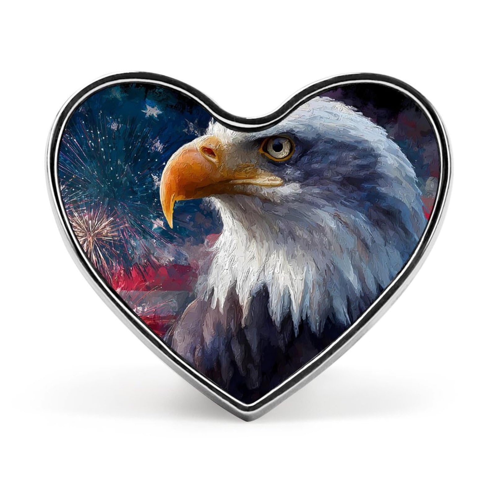 Watercolor Baldeagle U.S.A. Flag Enamel Lapel Pin Button Pins Brooch Heart Badge Funny Jewelry for Backpack Cloths Hats