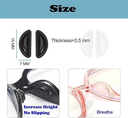 Miniatura 2 de Almohadillas de nariz para gafas, 0.138 pulgadas de grosor, adhesivas, antideslizantes, con bolsa de aire para lentes de sol, lentes de lectura (10