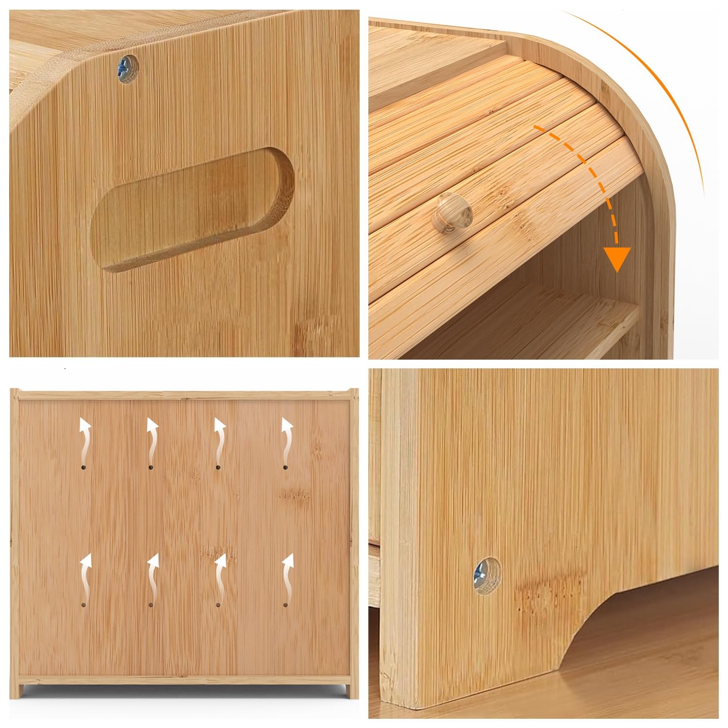Caja de pan de bambú de doble capa para encimera de cocina, caja de pan de doble capa, contenedor de almacenamiento de capacidad extragrande, caja de pan de granja