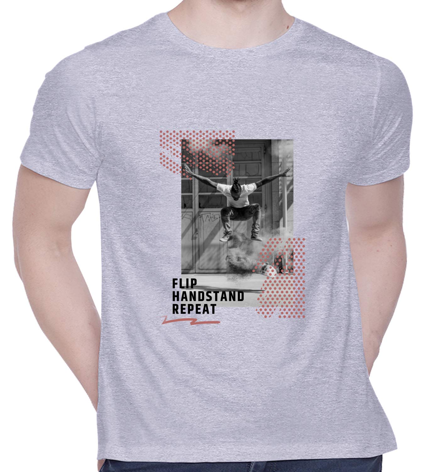 CreativiTGraphic Printed T-Shirt for Unisex Handstand Tshirt | Casual Half Sleeve Round Neck T-Shirt | 100% Cotton | D00737-23