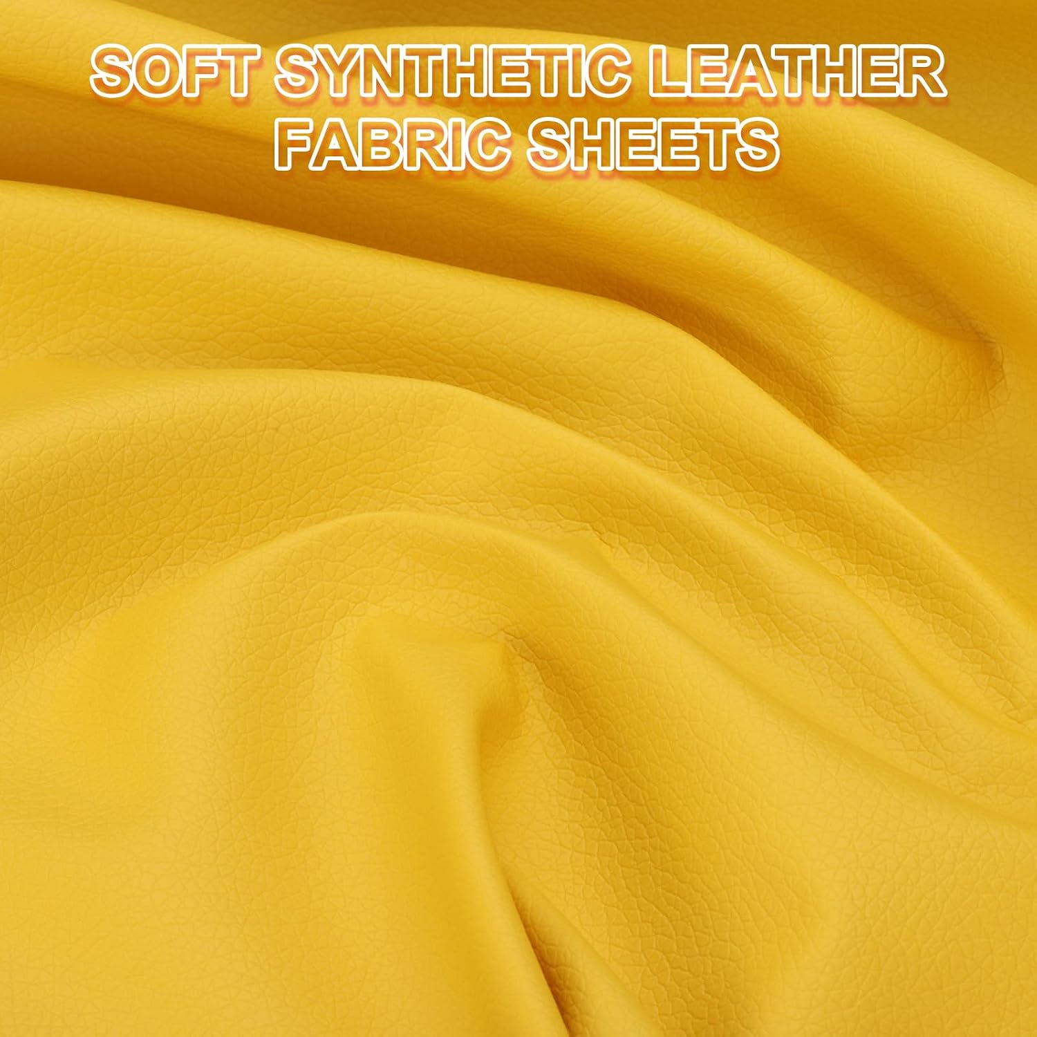 PATIKIL 63x39.4in Faux Leather Sheets, Faux Leather Fabric Sheets Vinyl Fabric Synthetic Soft Waterproof PVC for Replacement Upholstery Car Furniture Sofa Boat Marine, Yellow