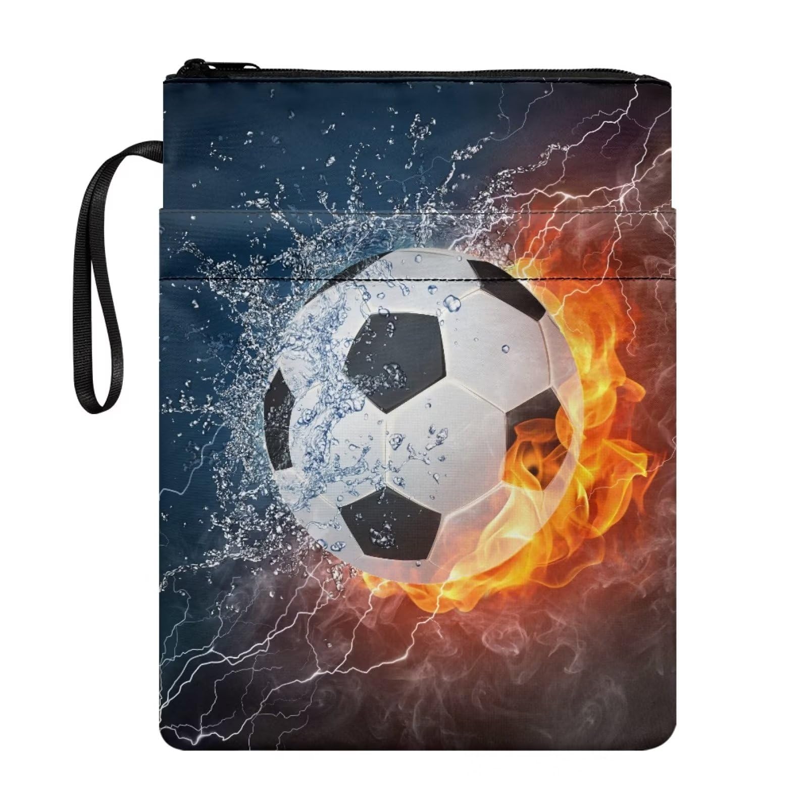 NETILGEN Lightning Fire Football Zipper Book Cover for Teens Adults Student Teachers, Gifts Book Sleeve Protector Cover with Zipper and Pen Holder, Back to School Gifts โ image 1