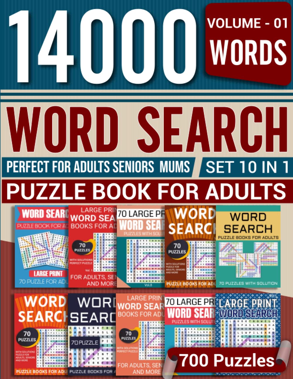 14000 Word Search Puzzle Book For Adults: Word Find Activity Book for Adults And Seniors - Big Book of Word Search Set 10 in 1 Interesting 700 Themed
