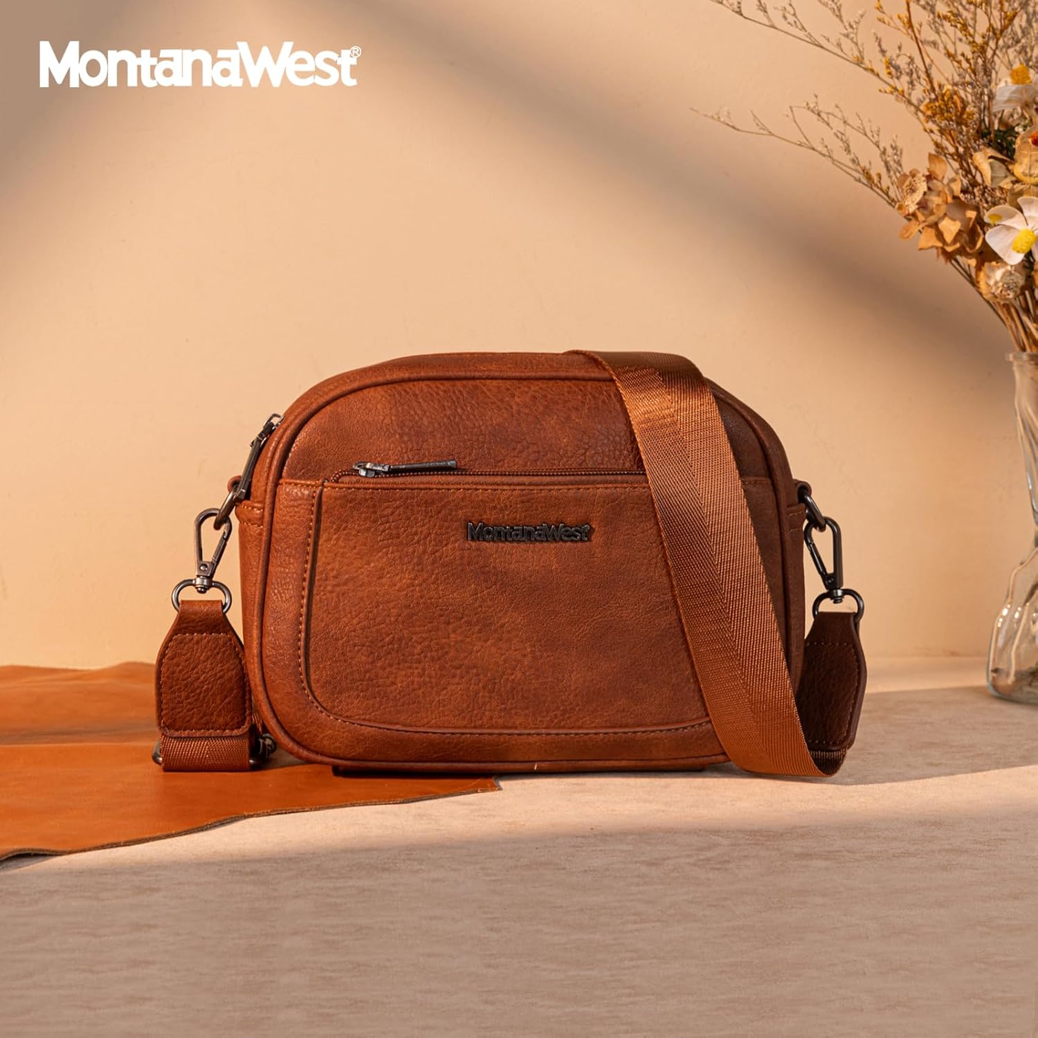 Montana West Small Crossbody Bags for Women Cow Print Purse Triple Zip Shoulder Handbags with Wide Strap - Image 6