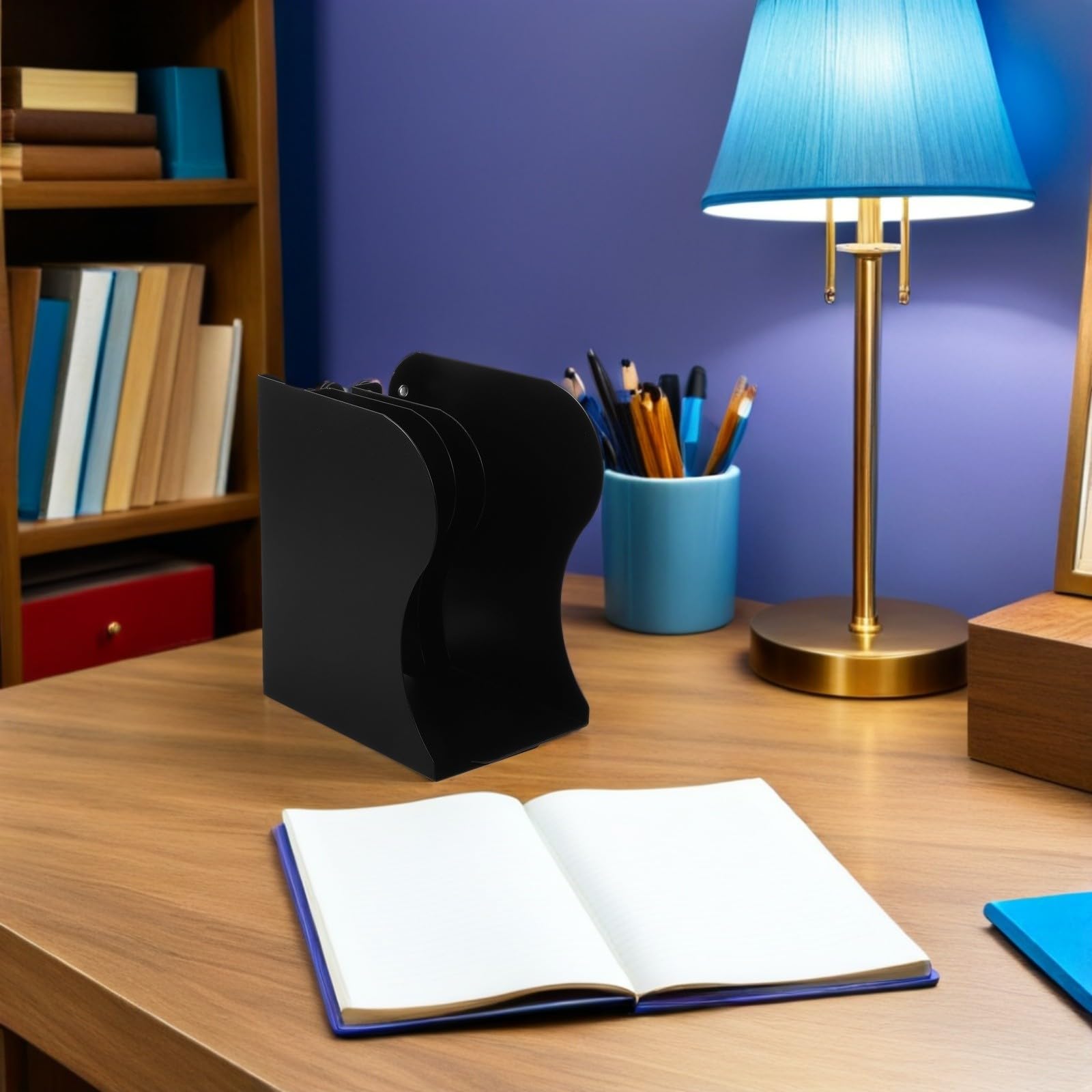 2 Piezas Sujetalibros Extensible de Metal para Organizador