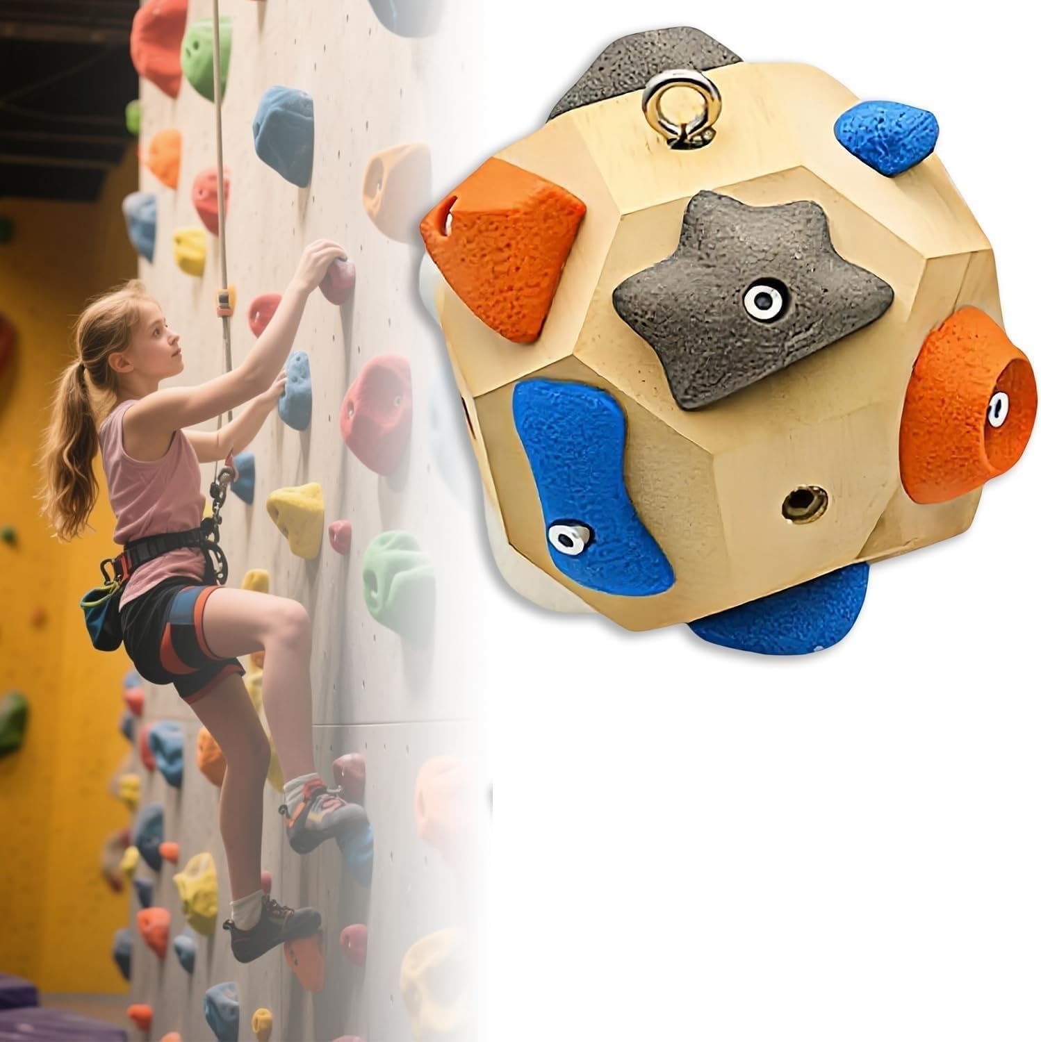 Boulder Block Climbing Training Ball – 3D Rock Grip Practice Tool for Finger, Hand & Forearm Training-image-7