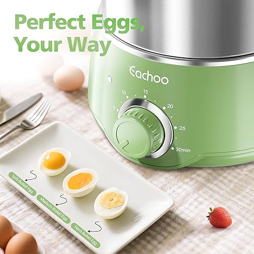 Miniatura 5 de Cocedor de huevos duros - CACHOO olla de huevos de acero inoxidable rápida de 14 huevos con temporizador de 30 minutos y apagado automático,
