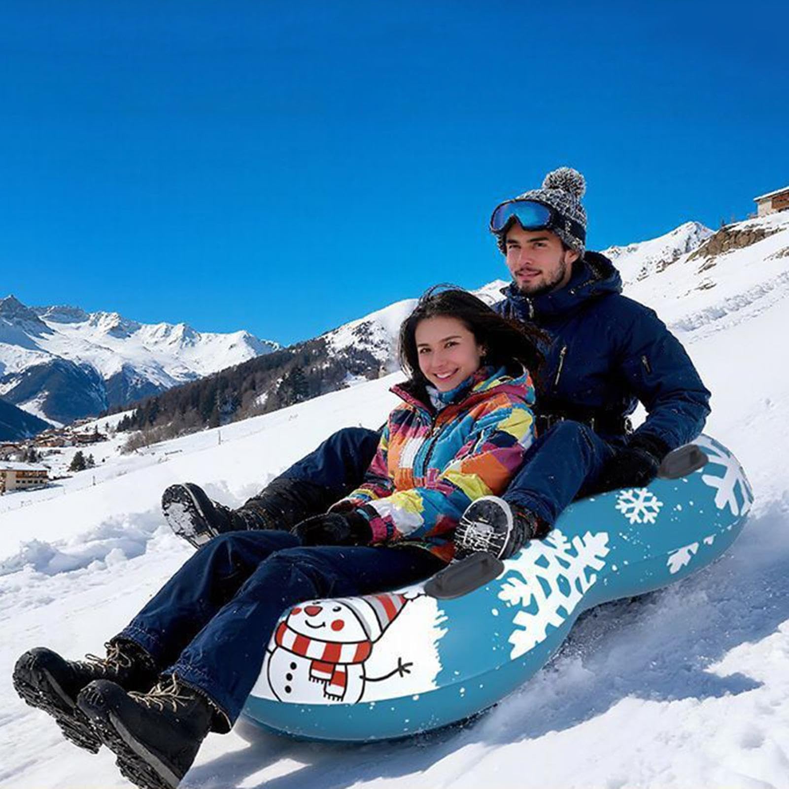 Tube à Neige, Luge Gonflable résistant à 2 Places - Tubes de Neige d'extérieur, pour Adolescents Adultes et