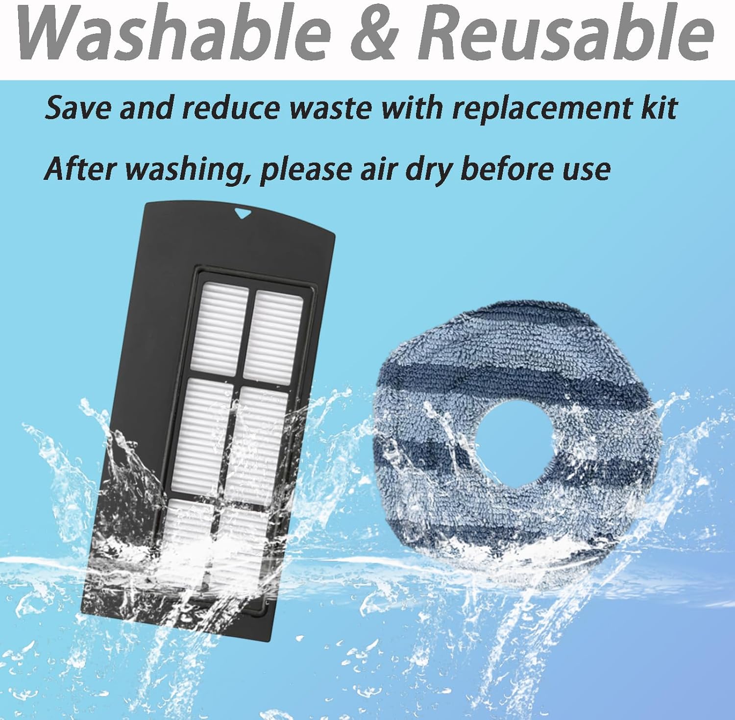 13Pcs Accessories Kit for Eufy Clean X9 Pro Vacuum Cleaner, Replacement Parts Vacuum, 4 Hepa Filters, 4 Mop Cloth Pads, 4 Side Brushes, 1 Clean Brush