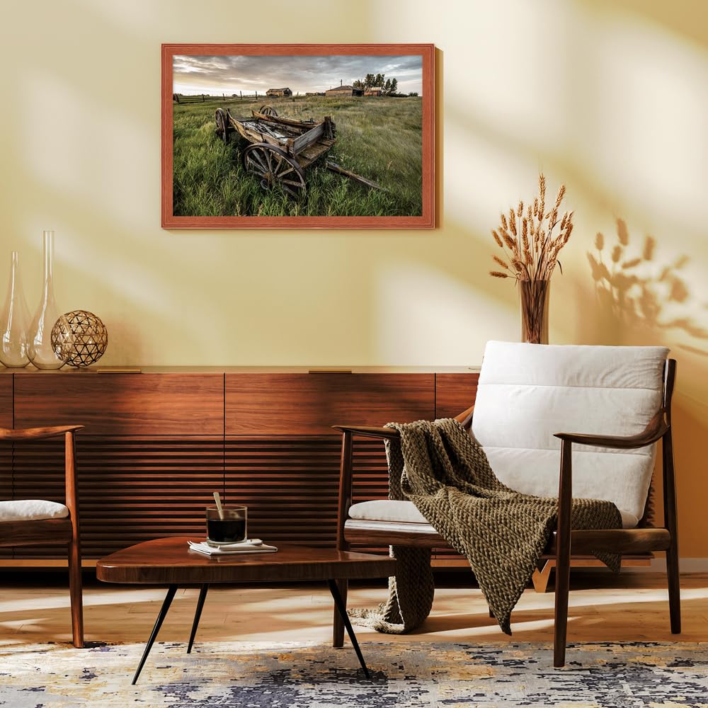 WANDStyle Bilderrahmen 50x70 Kirschbaum, moderner Bilderrahmen Holz 50x70 | Hochwertiger Holzbilderrahmen, Posterrahmen zum Aufhängen, Rahmen 70x50 cm, Fotorahmen H320 - Made in Germany