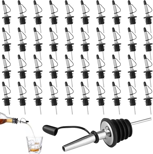 120 vertedores de botellas de licor, boquillas de acero inoxidable para verter licor, vertedor de vino con tapa antipolvo, dispensador de botellas a