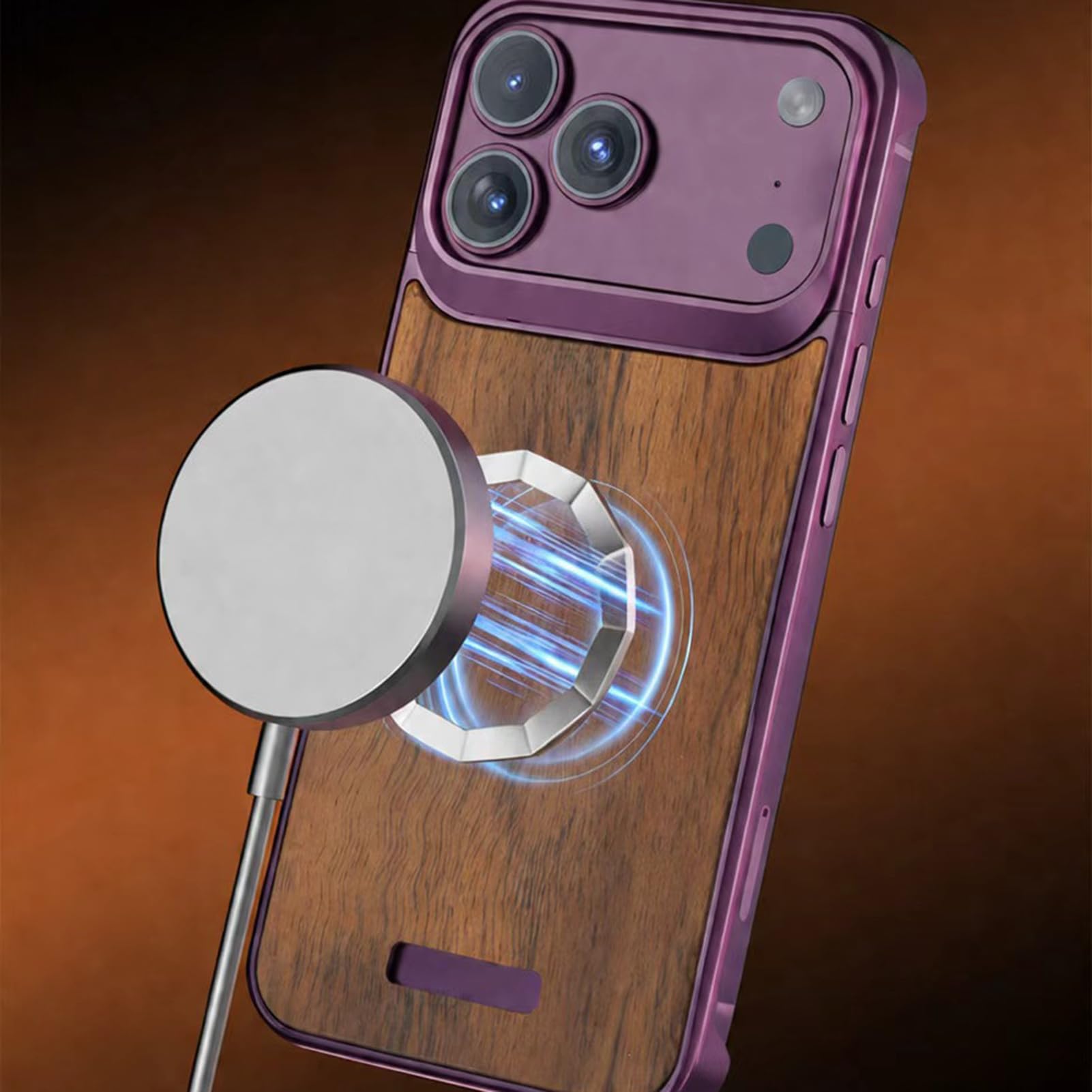 Coque Bois pour IPhone 18 Pro Max/18 Pro Magnétique Charge sans Fil