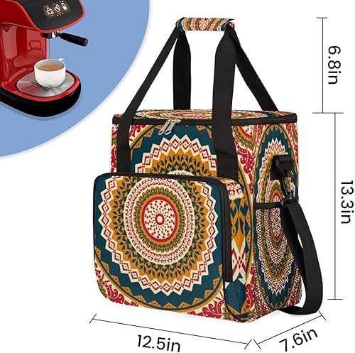 Miniatura 2 de Bolsa de transporte para cafetera de mandala retro con patrón para Keurig K-Mini o K-Mini Plus K-Cup Pods Almacenamiento portátil Cafetera Bolsa de