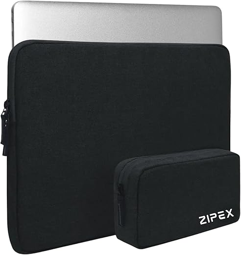 ZIPEX Photon 16-inch Laptop Case with Charger Pouch | for All 15-15 .6 Inch Laptops | Waterproof Laptop Sleeve/Cover | Unisex | Black