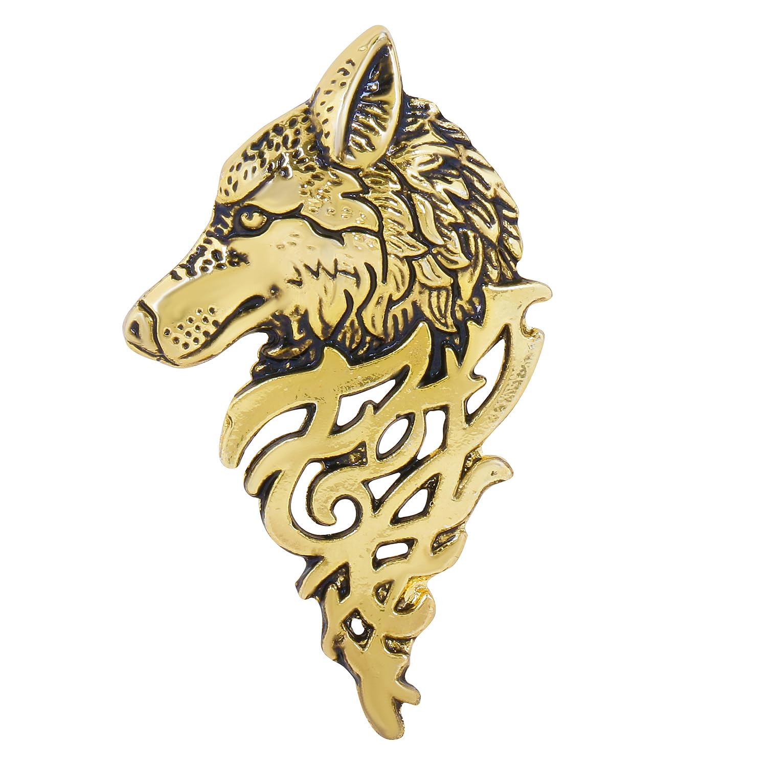 Golden Classic WOLF Design Lapel PIN Brooch for Men Women for Office Corporate Party French Cuff Shirts Shirt Suit Blazer IN A GIFT BOX