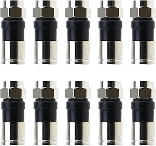 MEETOOT 10PCS RG6 Compression Connector Coaxial Cable Compression Fitting for RG6 Coax Cable RG6 Quad Compression Connector