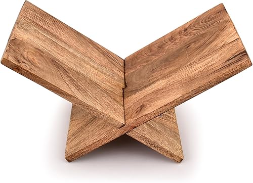 Kaizen Casa Soporte para libros de madera de mango con marco de cruz para exhibir y leer, adecuado para arte, Biblia, libros de cocina, caballete,