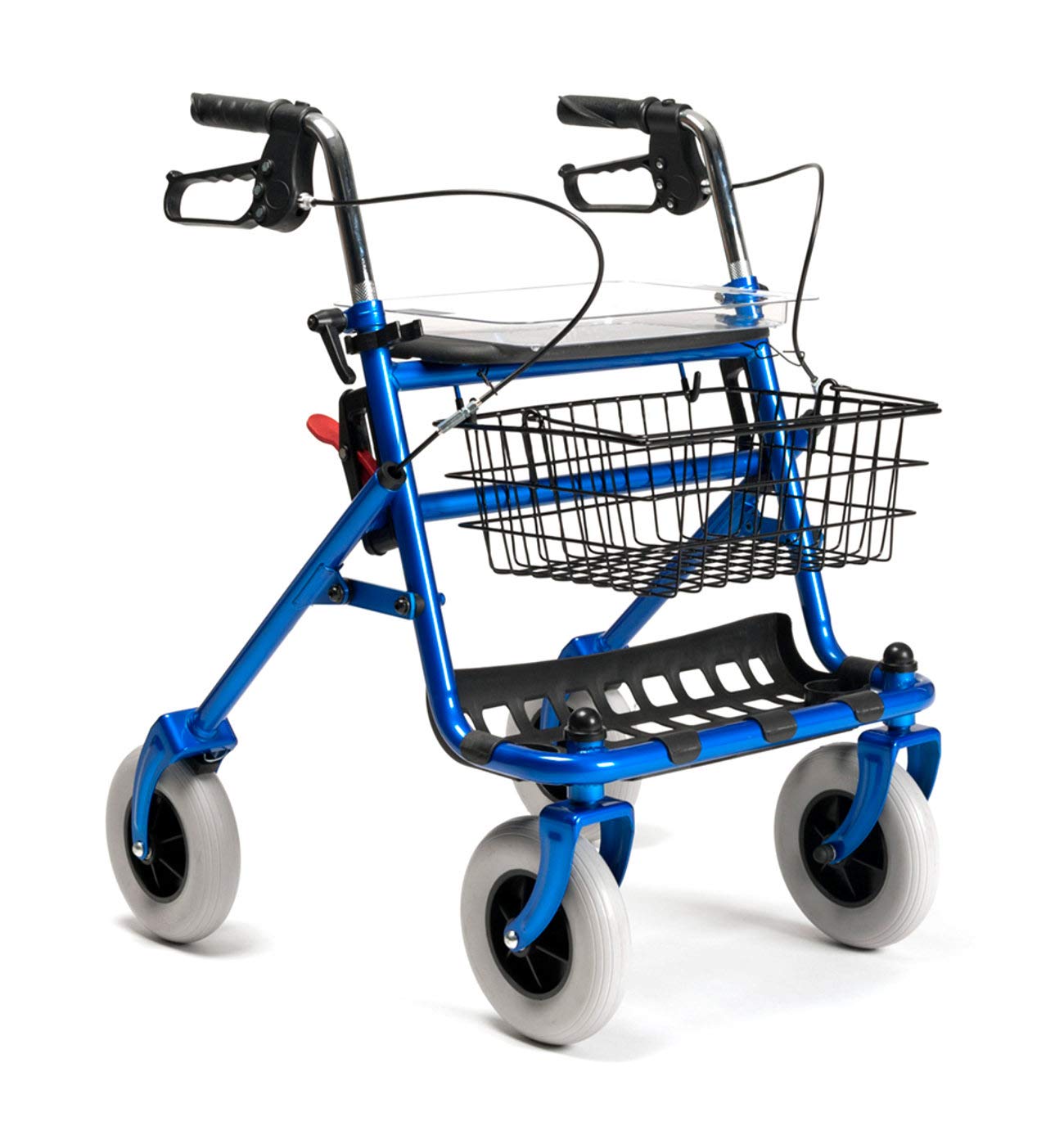 FabaCare Rollator 286i mit Schutzhülle, Standardrollator mit Vollausstattung, Gehhilfe faltbar und leicht mit Sitz, Farbe Blau