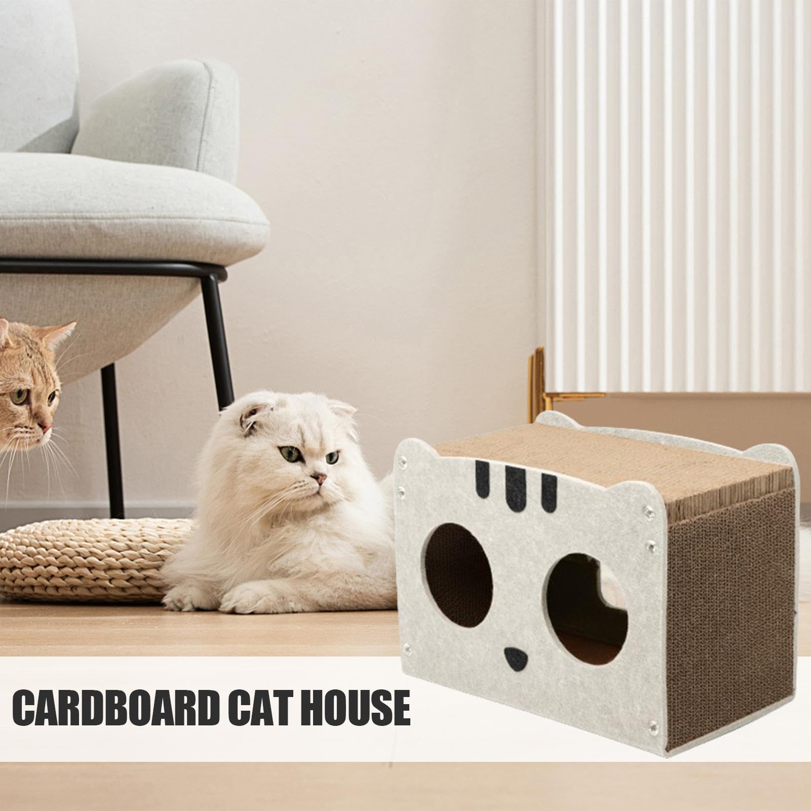 Generic Casa para gatos de cartón – rascador para gatos | rascador para gatos de interior, rascador de cartón ondulado extraíble para gatitos y gatos