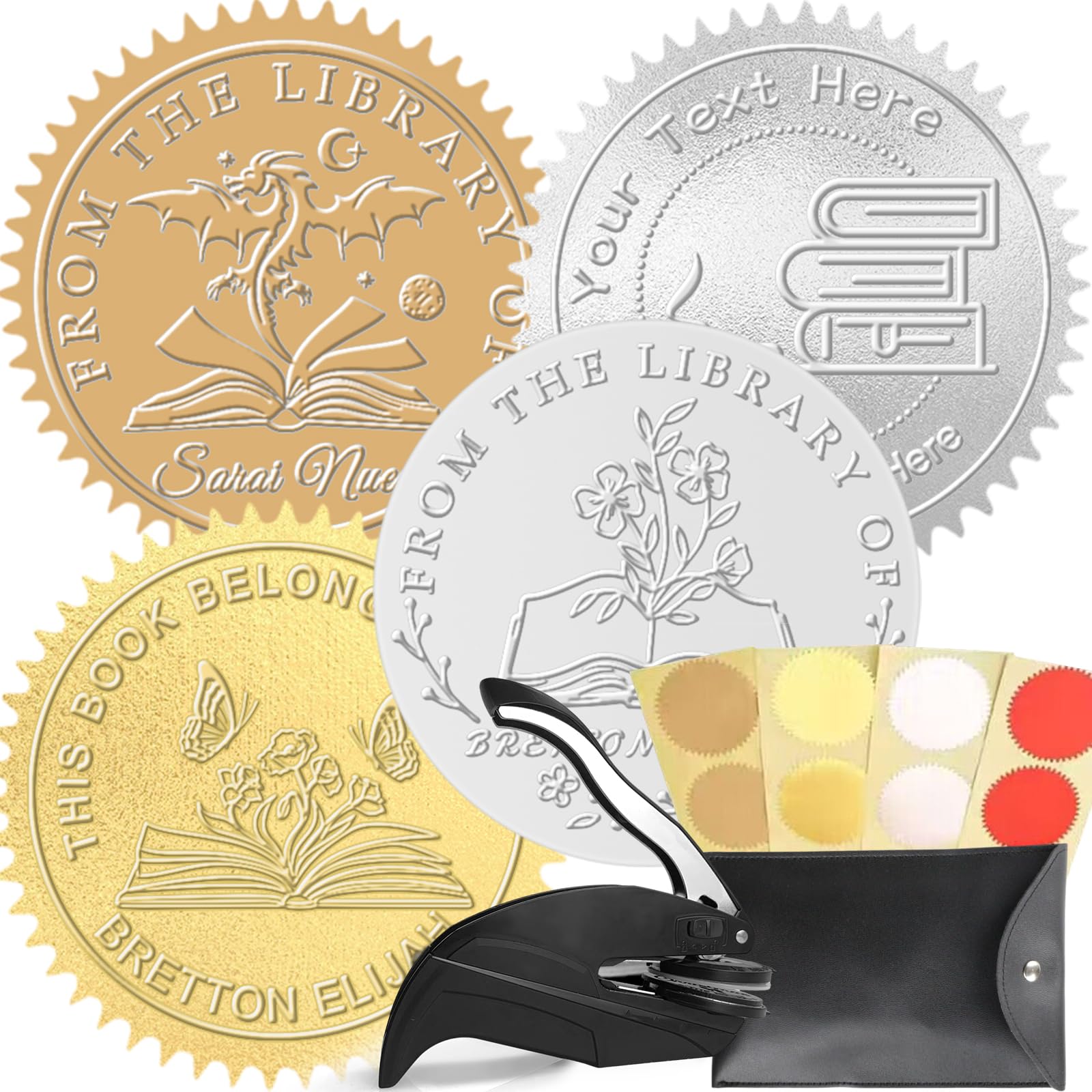 Nevaou Book Embosser Personalised Stamp Custom Customised Text Logo Own Design From The Library Of Book Stamp Ex Libris Book Lover Gift