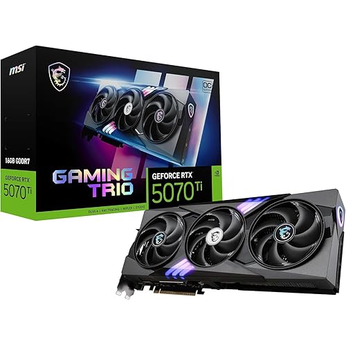 MSI NVIDIA GeForce RTX 5070 Ti 16G Gaming Trio OC Plus Graphics Card - 16 GB GDDR7 (28 GB/s, 256-bit), PCIe 5.0 - TRI FROZR 4 (3 x STORMFORCE Fans) - RGB - HDMI 2.1b, DisplayPort 2.1b