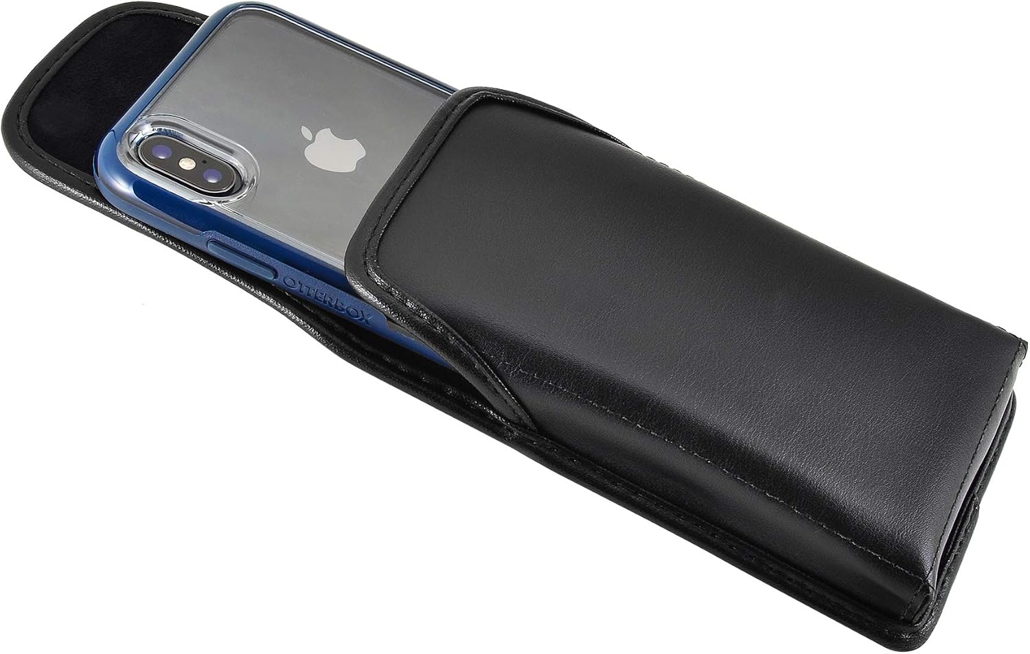 Turtleback Belt Case, for OB Symmetry or Commuter Case iPhone 16 Pro, 15 Pro, 14 Pro, 13 Pro Vertical Holster Black Leather Pouch with Heavy Duty Rotating Belt Clip,
