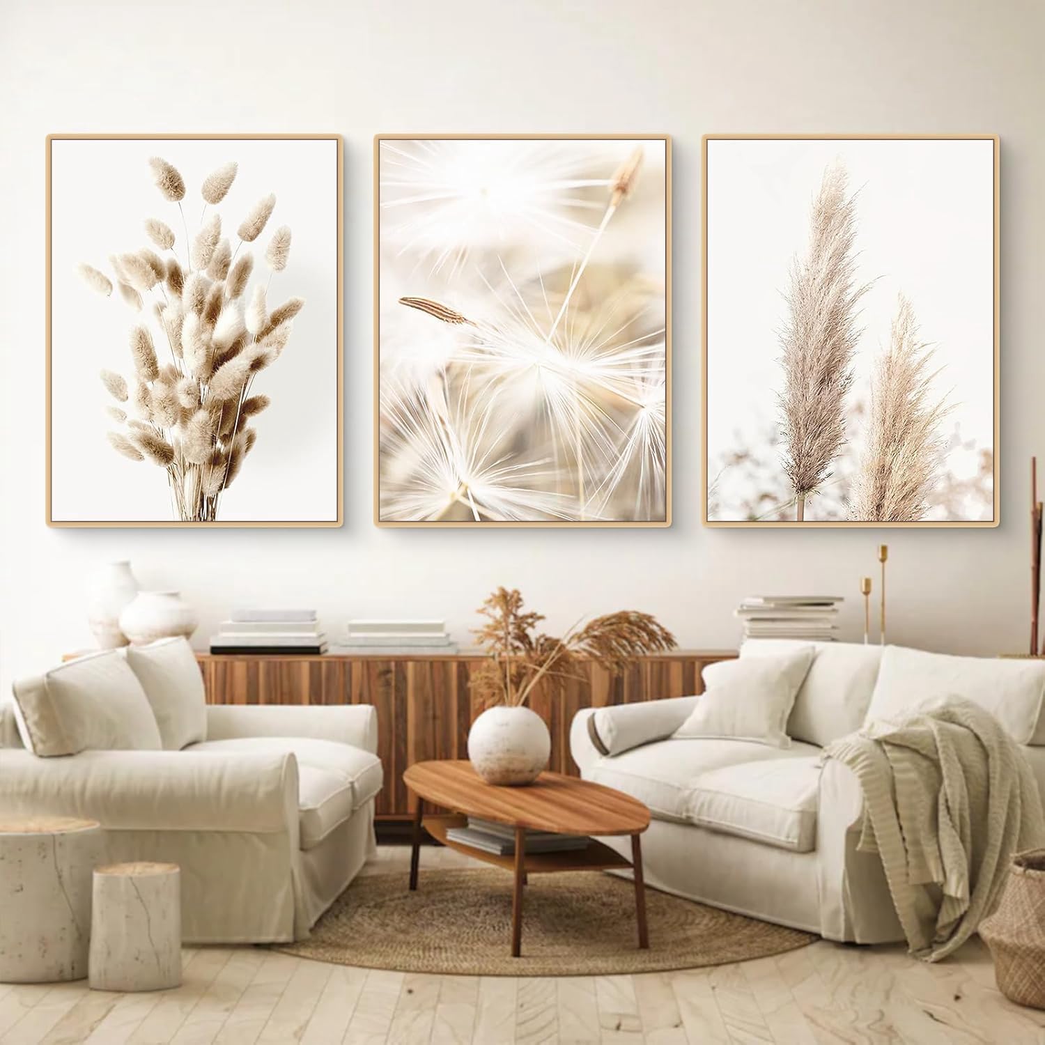 HMXQLW Nature Moderne Beiges Pampa Impression sur Toile Affiche Decoration Murale Tableau Art Toile Peinture Salon Chambre Maison Decoration Murale Sans Cadre (3X50X70CM)