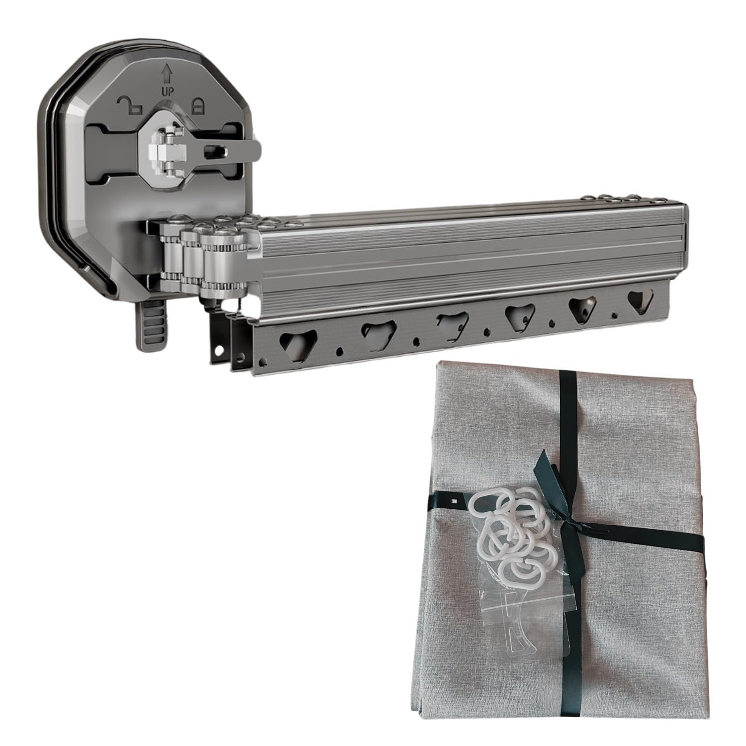 Barre de rideau de douche pliable 168 cm avec rideau d'angle imperméable sans perçage